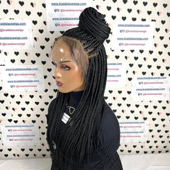 Side Cornrows Wig Box Braids Braided Lace Frontal Full Lace Wigs For Black Women