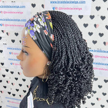 Trenzas senegalesas pequeñas, rizos cortos, diadema rizada, pelucas, banda para la cabeza trenzada