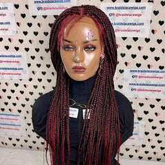 Ready To Ship Braided Wig Lace Frontal Box Braids Lace Front Wig 24 Inches