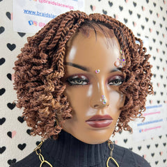 Short Curly Twist Senegalese Twisted Braids Curls Braided Lace Wig Color 30
