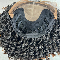 Handmade Box Braid Braided Lace Front Wig With Short Curly End Color 1b/30 Ombre