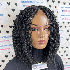 Peluca trenzada rizada del cierre del cordón de las trenzas de la media caja de los rizos ondulados para las mujeres negras