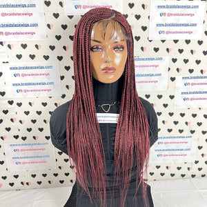 Peluca trenzada con corte C de Top Cornrows, peluca con malla frontal con trenzas en caja trenzadas Fulani Feedin