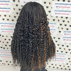 Peluca trenzada rizada de rizos ondulados de parte profunda con cierre de encaje de media caja hecha a mano