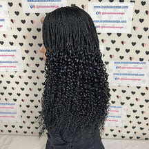 Cierre de encaje Parte profunda Trenzas de media caja hechas a mano Rizos ondulados Peluca trenzada rizada