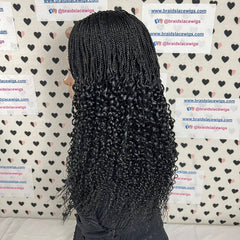 Lace Closure Deep Part Handmade Half Box Braids Wavy Curls Curly Braided Wig