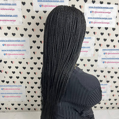 Small Box Braids Lace Closure Handmade Braided Wig For Black Women 24 Inches