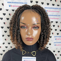 Caja de rizos cortos trenza diosa Boho trenzas desordenadas pelucas con pelo sintético rizado
