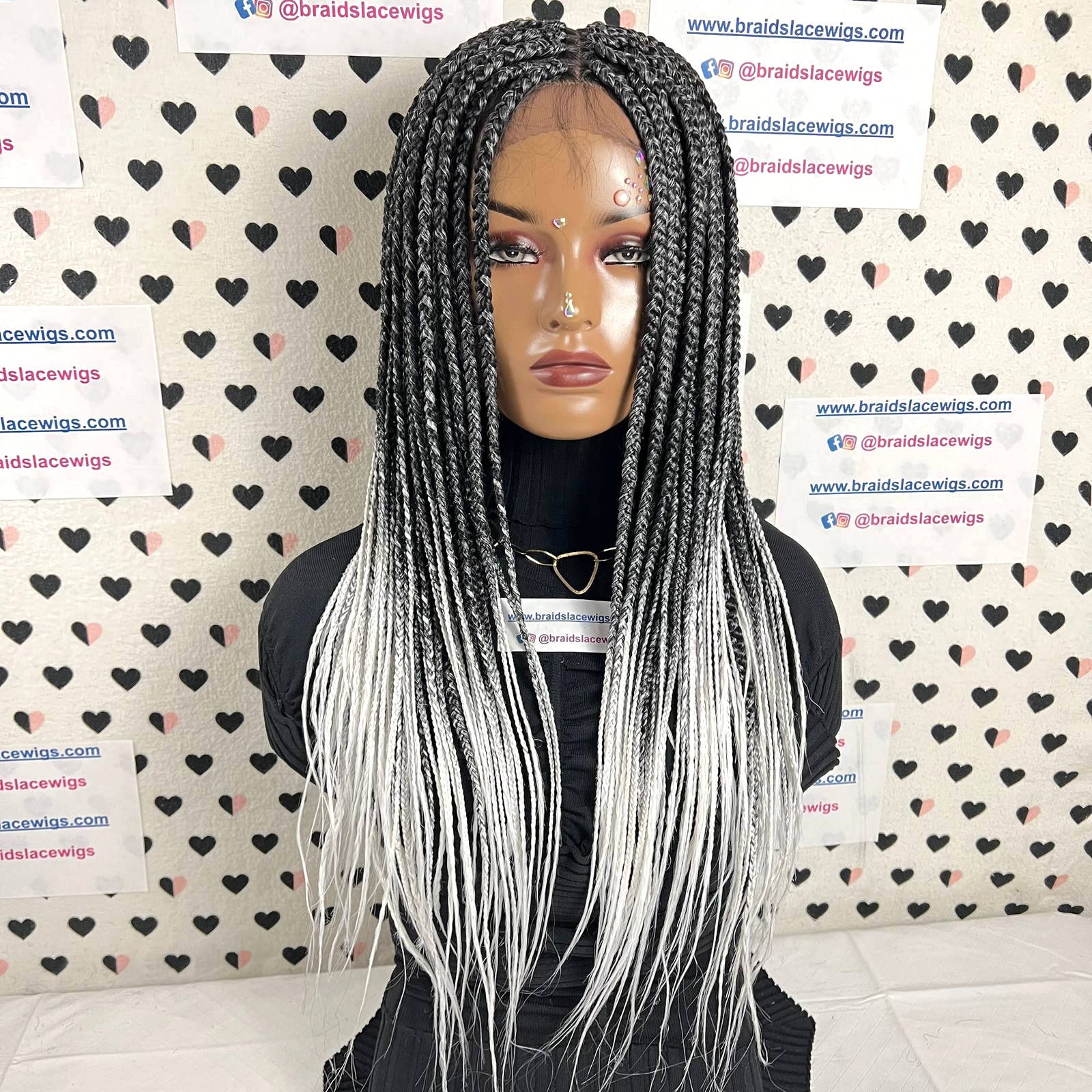 Ombre Gray Box Braid Braided Wigs For Black Women Box Braids Lace Fron ...