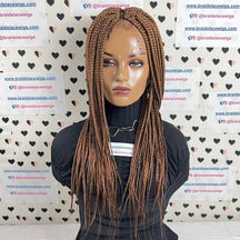 Medium Box Braid Braided Braids Lace Closure Front Wigs For Black Women 18 Inches