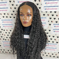 Top Cornrow Messy Goddess Braids Boho Box Braided Wig With Curly Synthetic Hair