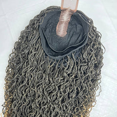 Top Cornrows Box Braids 2x6 Lace Closure Wavy Curls Curly Braided Wig Ombre 27