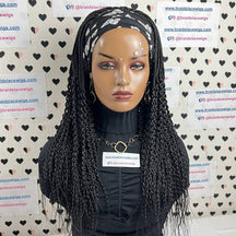 Headband Wig Braided Half Box Braid Wigs For Black Women With Wavy Twist Curls