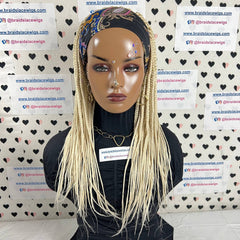 613 Diadema Peluca Caja Trenzas Trenzadas Banda para la cabeza Pelucas para mujeres negras 18 pulgadas