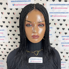 Tiny Small Braids Short Feathers Box Braided Lace Closure Wigs For Black Women