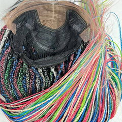 Multi Color Box Braids Wigs Braided Lace Front Closure Frontal Wig Black Women