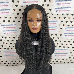 Top Cornrow Messy Goddess Braids Boho Box Braided Wig With Curly Synthetic Hair