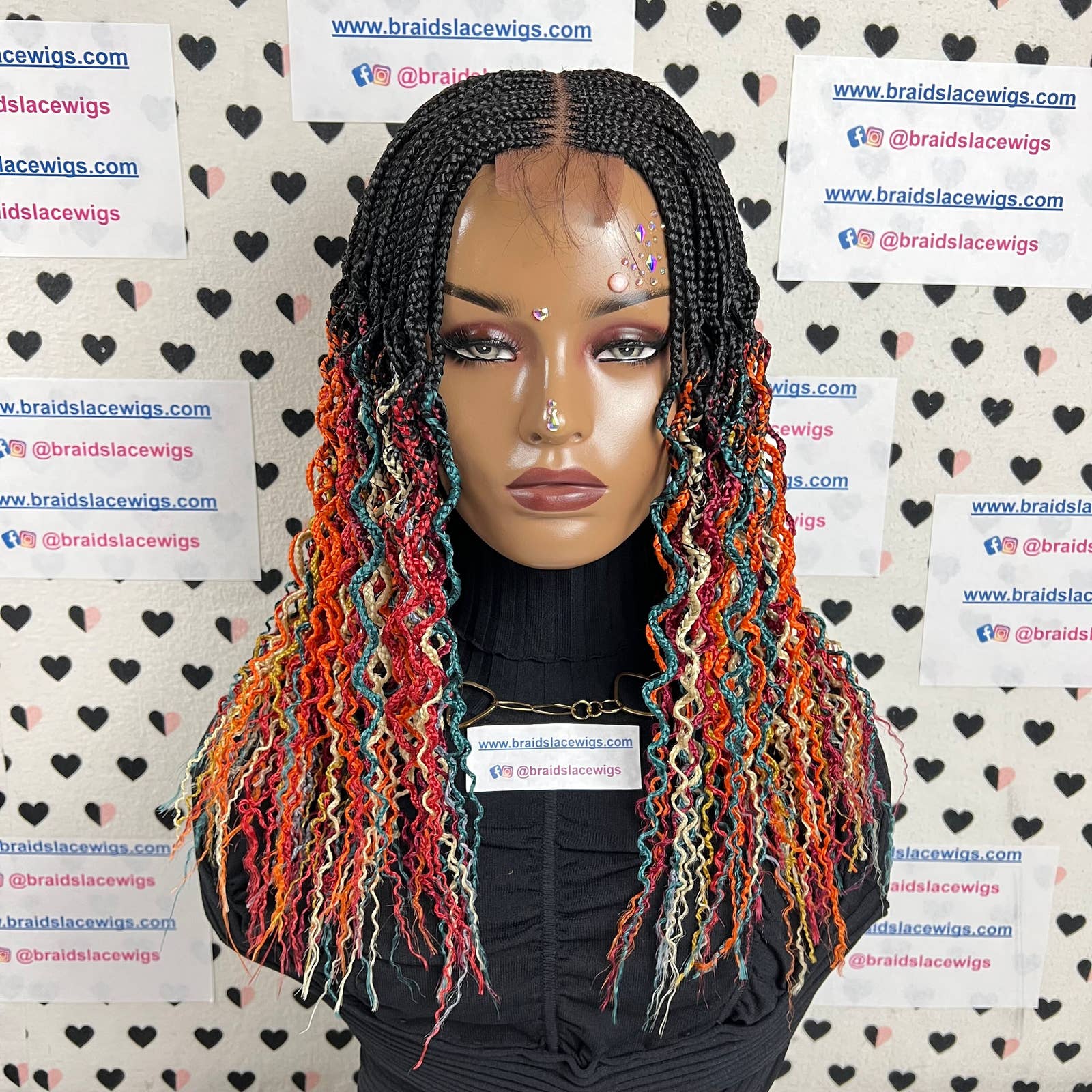 Deep Top Cornrow Rizos ondulados Rainbow Box Trenzas Peluca rizada trenzada Multicolor