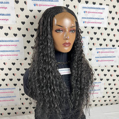 Top Cornrow Messy Goddess Braids Boho Box Braided Wig With Curly Synthetic Hair