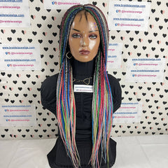 Multi Color Box Braids Wigs Braided Lace Front Closure Frontal Wig Black Women