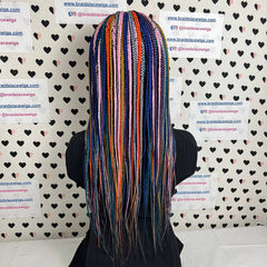 Box Braid Lace Front Hand Braided Wig Multi Color Braids Handmade Wigs For Women