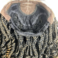 Short Curls Box Braids Braided Lace Front Wig With Curly Ends Color 1b/27 Ombre