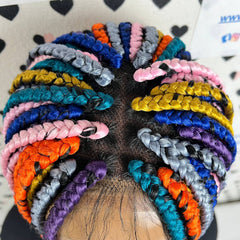 Box Braid Lace Front Hand Braided Wig Multi Color Braids Handmade Wigs For Women