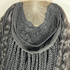 Top Cornrow Messy Goddess Braids Boho Box Braided Wig With Curly Synthetic Hair