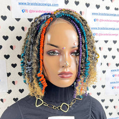 Pelucas trenzadas desordenadas de Boho de la diosa de los rizos cortos del multicolor con el pelo sintético rizado