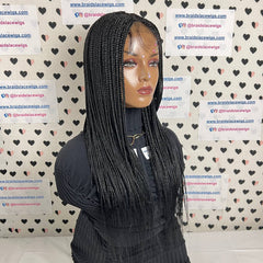 Small Box Braids Lace Closure Handmade Braided Wig For Black Women 24 Inches