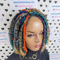 Pelucas trenzadas desordenadas de Boho de la diosa de los rizos cortos del multicolor con el pelo sintético rizado