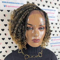 Short Curls Box Braid Boho Goddess Messy Braids Wigs With Curly Synthetic Hair