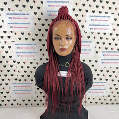 Pelucas delanteras del cordón de la peluca trenzada media de las trenzas de la caja frontal del cordón pelucas trenzadas del frente del cordón para las mujeres negras