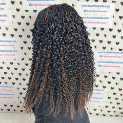 Cierre de encaje Parte profunda Trenzas de media caja hechas a mano Rizos ondulados Peluca trenzada rizada