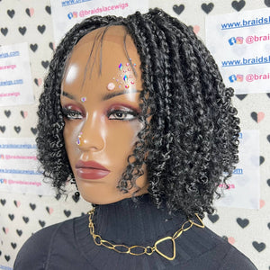 Peluca rizada corta del frente del cordón de la trenza de la caja Boho trenzas las pelucas con el pelo sintético rizado