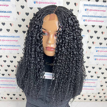 Lace Closure Deep Part Handmade Half Box Braids Wavy Curls Curly Braided Wig
