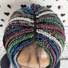 Multi Color Box Braids Wigs Braided Lace Front Closure Frontal Wig Black Women