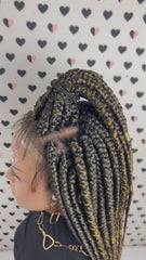 Big Braids Box Braid Braided Wigs For Black Women 13x4 Lace Frontal Wig Ombre 27