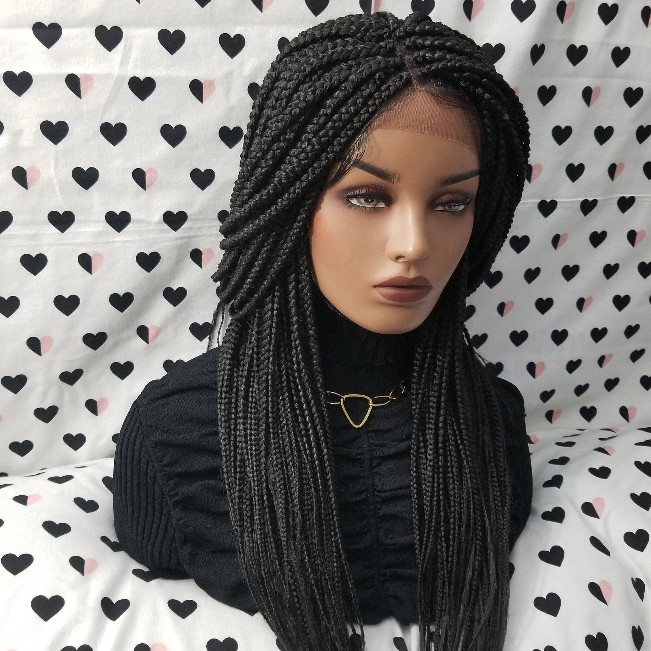 Braided Wig Box Braids Lace Front Wigs For Black Women 1b Black