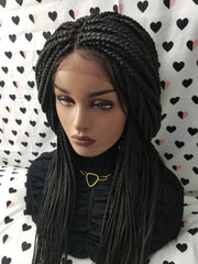 Braided Wig Box Braids Lace Front Wigs For Black Women 1b Black