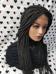 Braided Wig Box Braids Lace Front Wigs For Black Women 1b Black