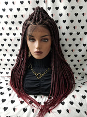 Ombre Box Braids Wig Braided Lace Front Wigs For Black Women Color 1b/bug 26 Inches