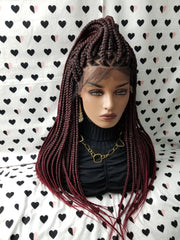 Ombre Box Braids Wig Braided Lace Front Wigs For Black Women Color 1b/bug 26 Inches