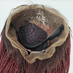 Ponytail High Bun Tiny Twist Braids Wig Braided Full Lace Wigs For Black Women Burgundy Red