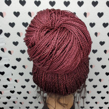 Ponytail High Bun Tiny Twist Braids Wig Braided Full Lace Wigs For Black Women Burgundy Red