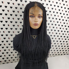 Cornrows Feedin Box Braids Braided Lace Front Wig Color 1b Black