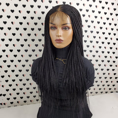 Cornrows Feedin Box Braids Braided Lace Front Wig Color 1b Black