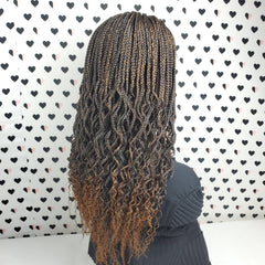 Handmade Braided Lace Wig, Goddess Box Braids Lace Front Wig With Curly Waves Color 1b/30 Ombre