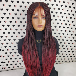 13x4 Lace Frontal Handmade Braided Lace Front Wig Small Box Braids Color 1b/Bug Ombre