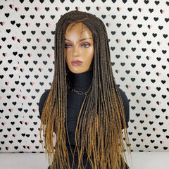 C Cut Cornrow Feedin Box Braids Braided Lace Front Wig Braid wigs Color 1b/27 Ombre 26 Inches